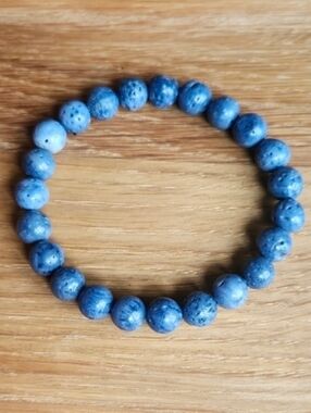 Blue Coral Beads Bracelet, Stretch, Hand Crafted